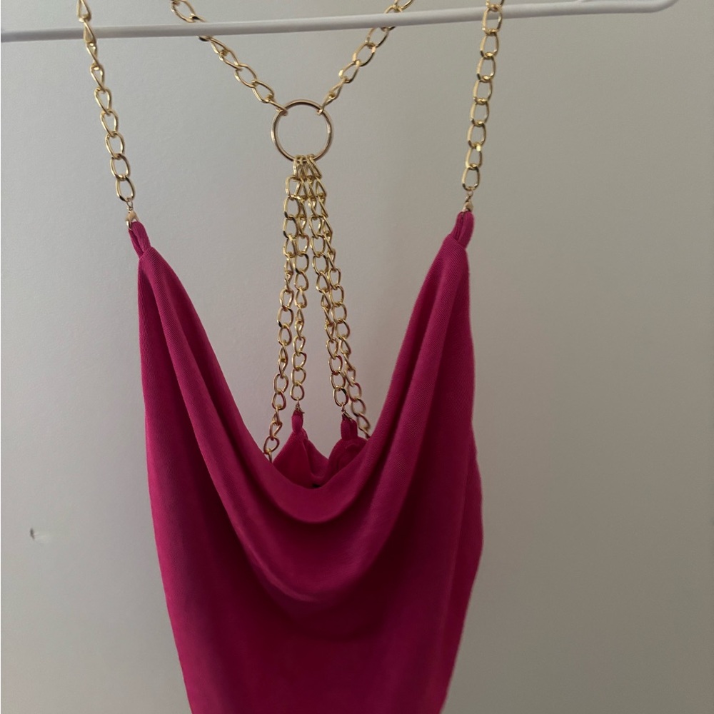 Nordstrom Pink Chain Strap Crop Top
